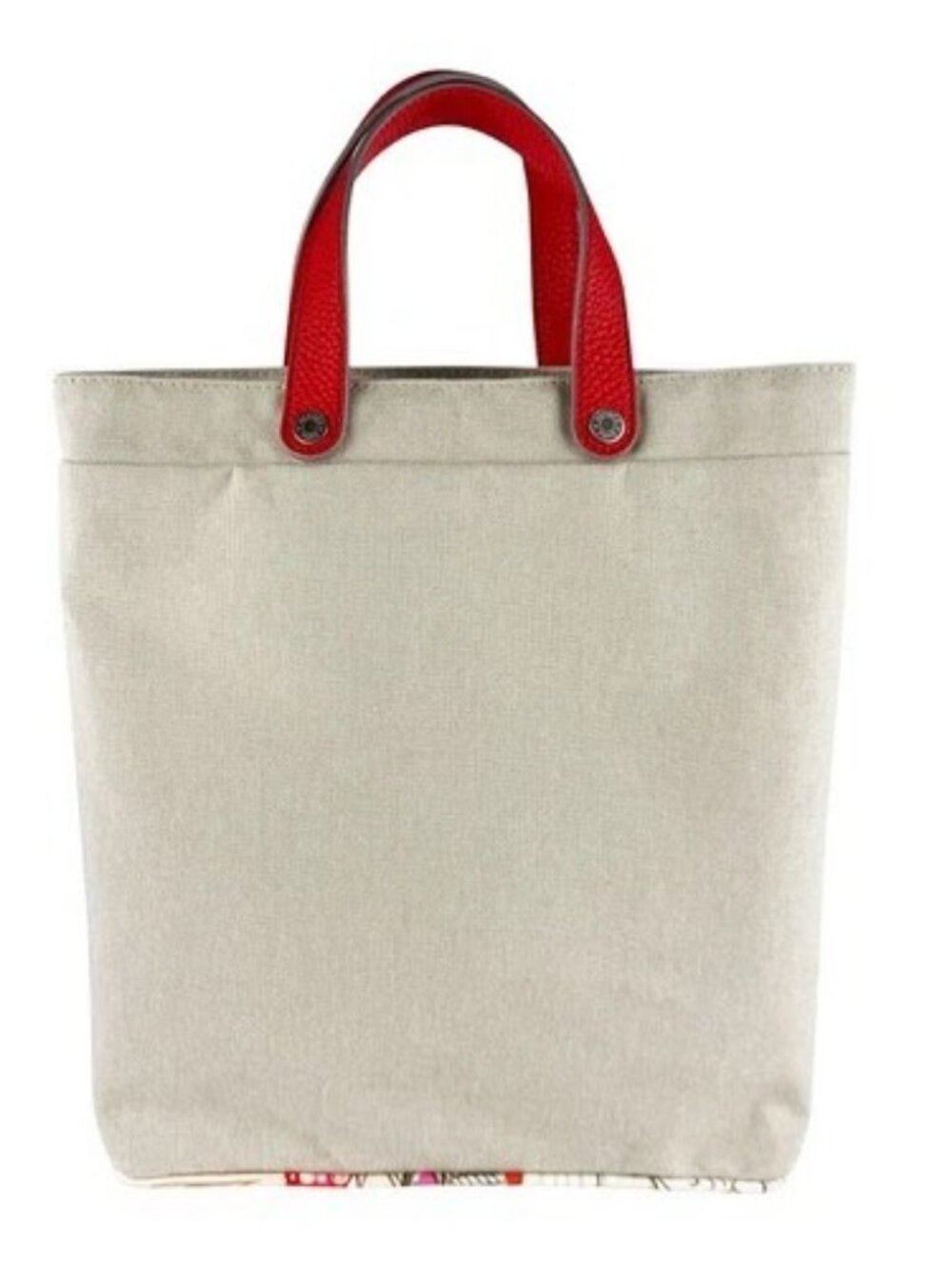 Auth HERMES Handbag Tote Bag Red/Natural Toile H/Taurillon Clemence - z10333